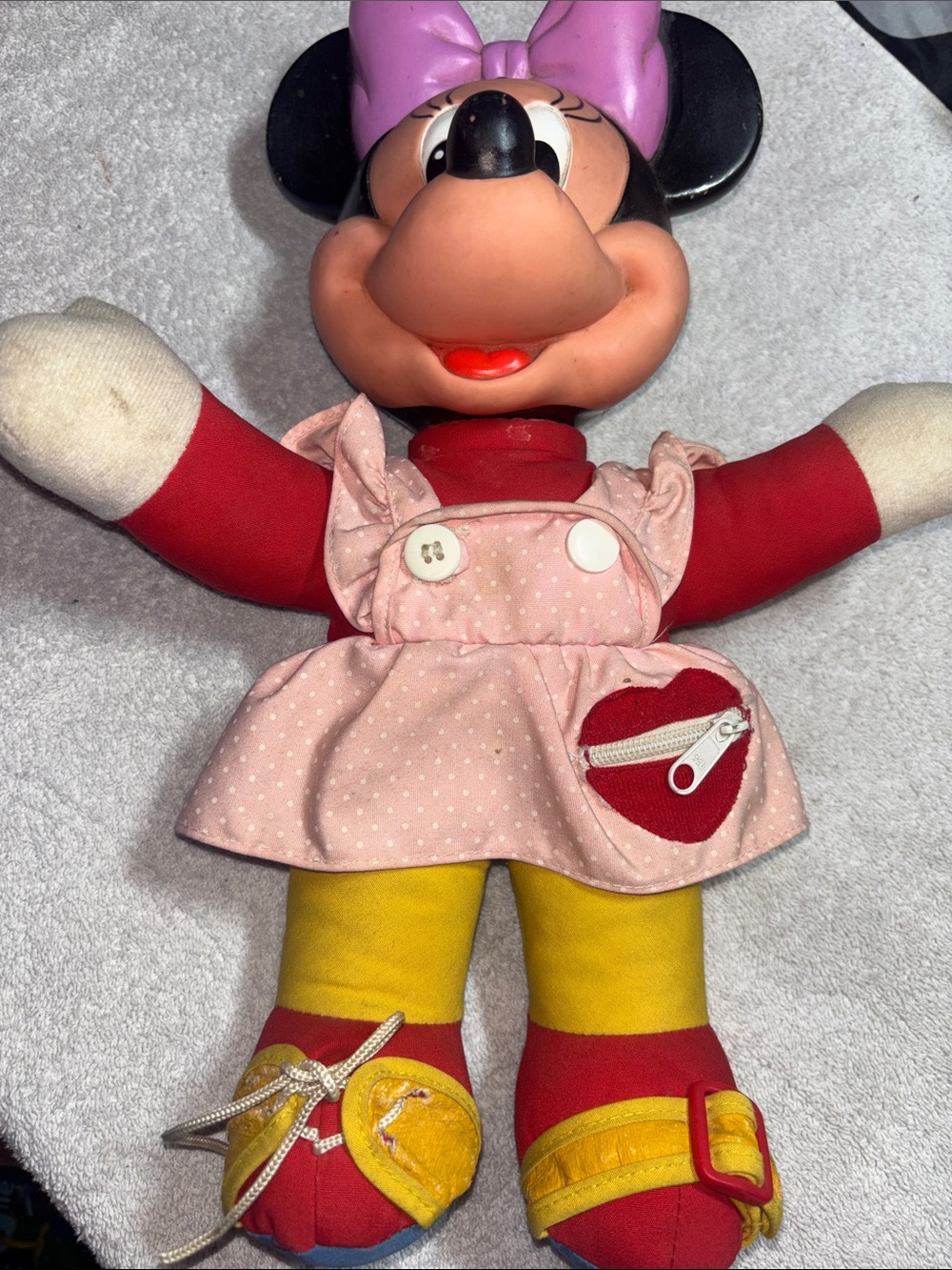 Disney Vintage Minnie Mouse Plush in Pink Dress with Yellow Shoes
